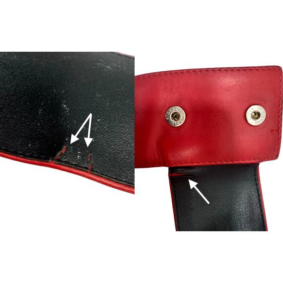 80s Red Leather Wide Waist Belt Avant Garde Fiocchi Italy Snaps